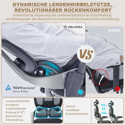 Ergonomischer Bürostuhl mit Lendenwirbelstütze, 200 kg belastbar