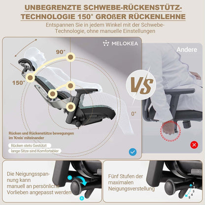 Ergonomischer Bürostuhl mit Lendenwirbelstütze, 200 kg belastbar