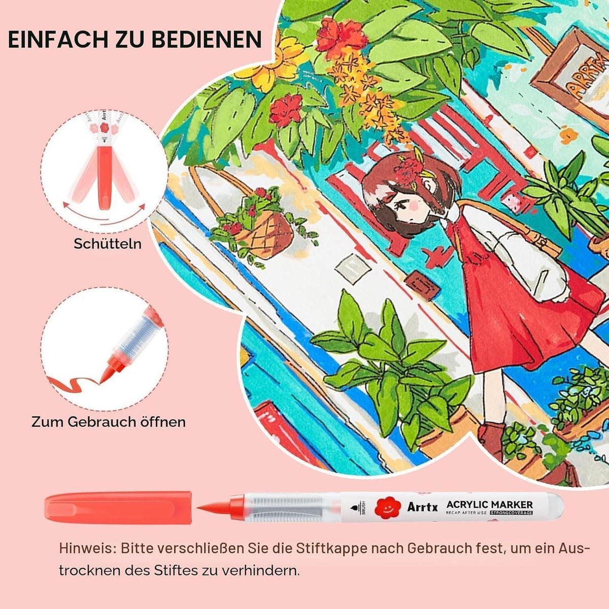 Acrylfarbstifte Pinselspitze 60 Farben – Wasserfest & Schnelltrocknend