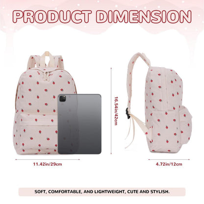 Erdbeer Rucksack Mädchen – Kawaii Schulrucksack für Teenager