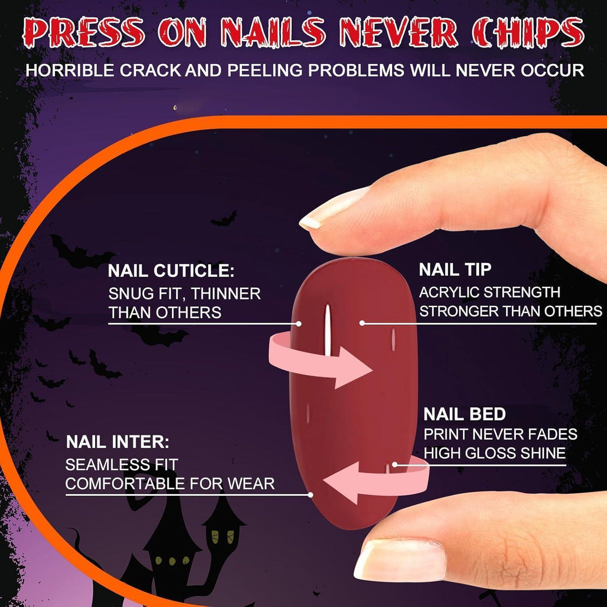 24 Nude Schwarz Press On Nails – Halloween Spinnennetz Design