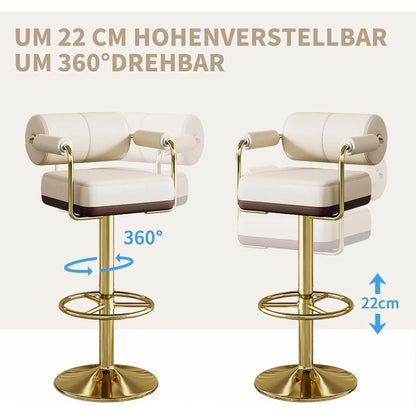 Vigosit Barhocker Set Höhenverstellbar, Drehbar & Gepolstert, Weiss