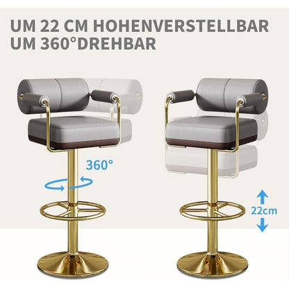 Vigosit Barhocker Set Höhenverstellbar, Grau – Komfortabler Tresenhocker mit Lehne
