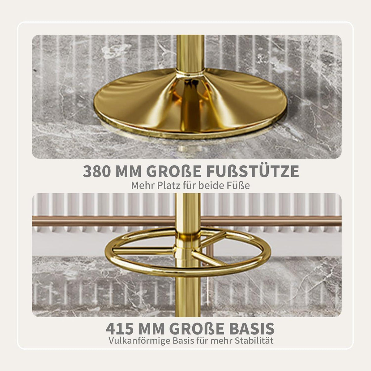 Vigosit Barhocker Set Höhenverstellbar, Grau – Komfortabler Tresenhocker mit Lehne