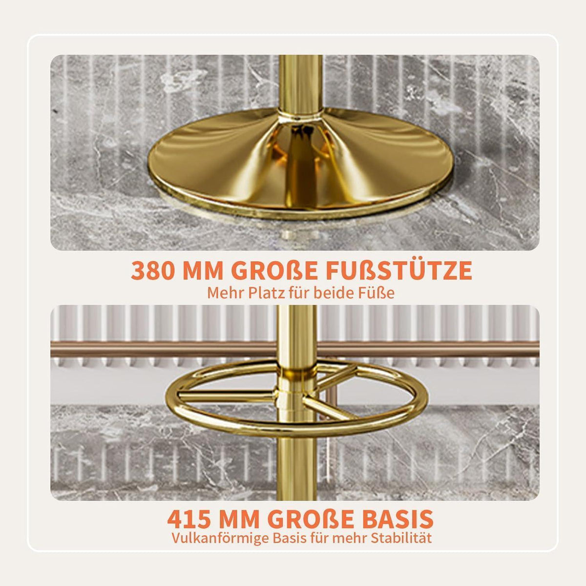 Vigosit Barhocker Set Höhenverstellbar, Drehbar & Gepolstert Braun