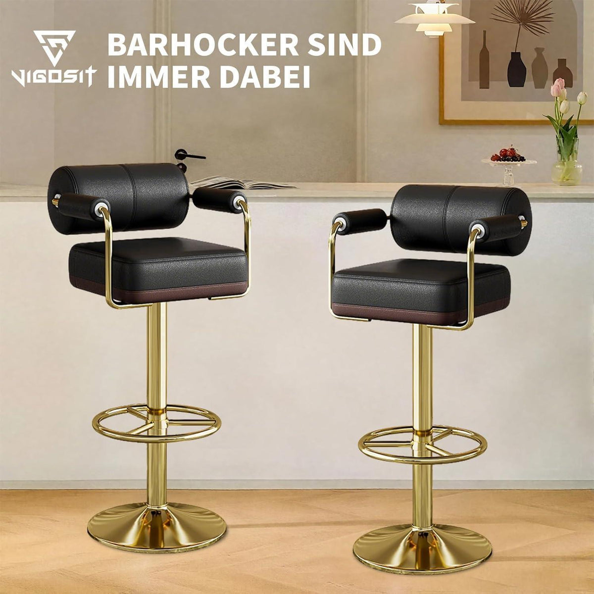 Vigosit Barhocker Set Höhenverstellbar, Drehbar & Gepolstert
