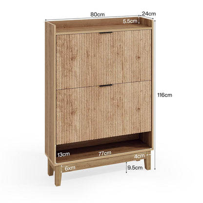 Schuhschrank Schmal mit Schubladen & Regalen – Braun