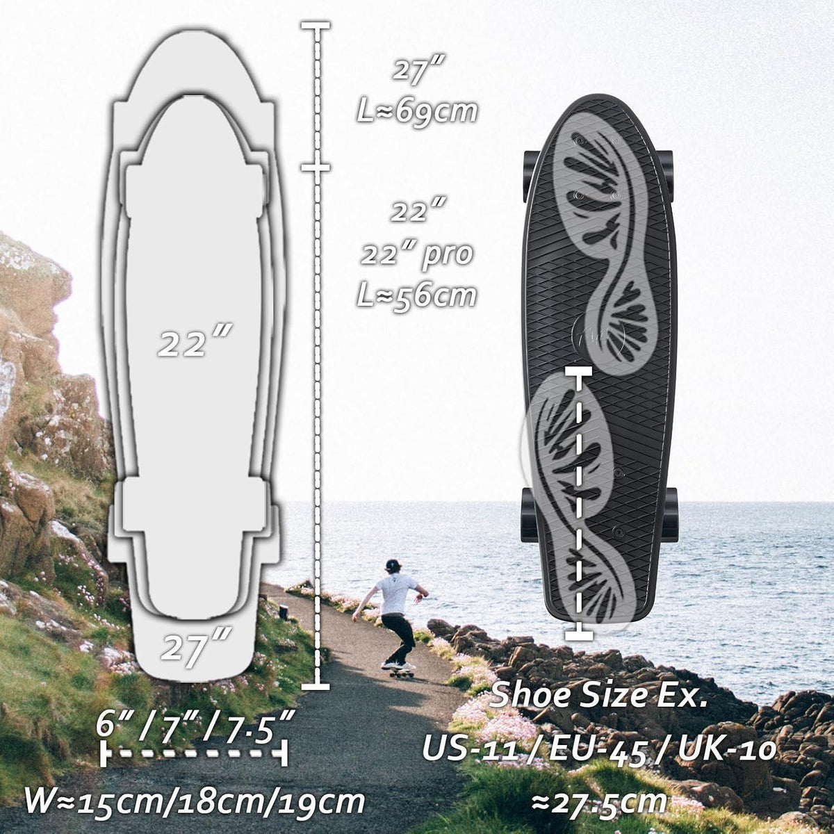 22 Zoll Mini Cruiser Skateboard – Perfekt für Anfänger & Fortgeschrittene