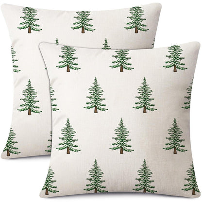 Weihnachtliche Kissenbezüge 2er Set 50x50 cm, Weihnachtsbaum Beige