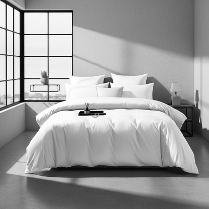 Mako Satin Bettwäsche 220x240 Weiß – 3-teilig, Baumwolle