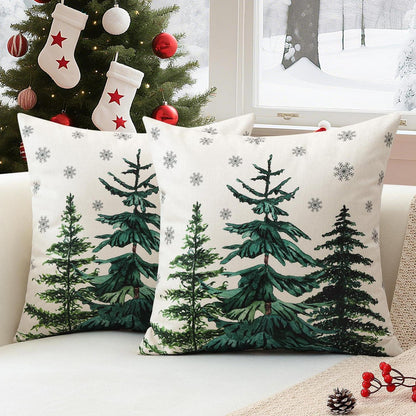 Weihnachtliche Kissenbezüge 2er Set 45x45 cm Baum & Schneeflocken