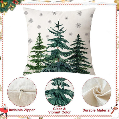 Weihnachtliche Kissenbezüge 2er Set 45x45 cm Baum & Schneeflocken