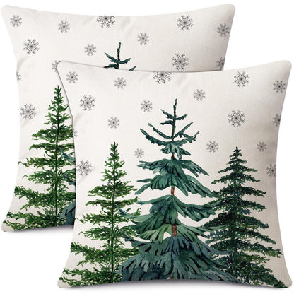 Weihnachtliche Kissenbezüge 2er Set 45x45 cm Baum & Schneeflocken