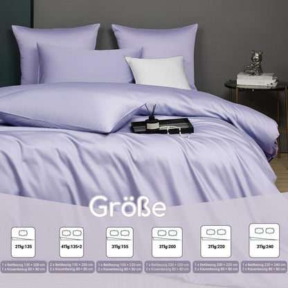 Mako Satin Bettwäsche Set Lila 135x200 cm 4-teilig