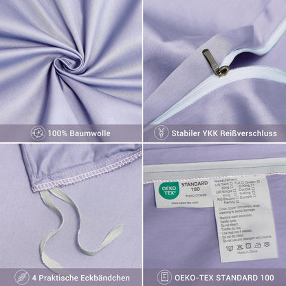 Mako Satin Bettwäsche Set Lila 135x200 cm 4-teilig