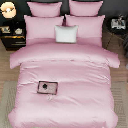 Mako Satin Bettwäsche Set Rosa 220x240 cm | 3-teilig