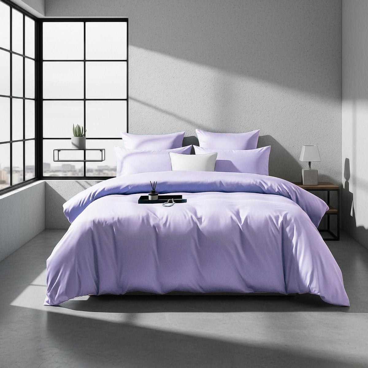 Mako Satin Bettwäsche Lila 220x240 cm - 3-teilig