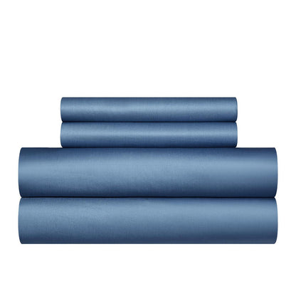 Mako Satin Bettwäsche Set 135x200 Blau Marine 4tlg.