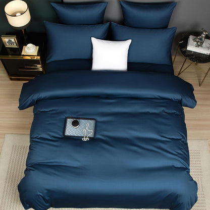 Mako Satin Bettwäsche Set 155x220 Petrol Blau Baumwolle