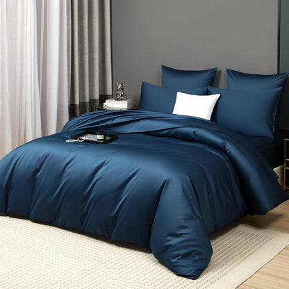 Mako Satin Bettwäsche Set 220x240 Petrol Blau 3-teilig