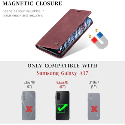 Klapphülle für Samsung Galaxy A17 4G/5G, Weinrot in Lederoptik
