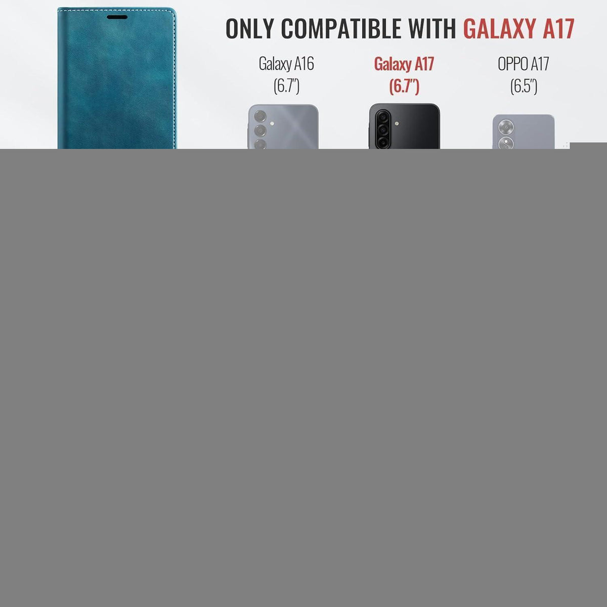 Handyhülle Samsung Galaxy A17 5G Klapphülle mit RFID Kartenfach Blaugrün in Lederoptik