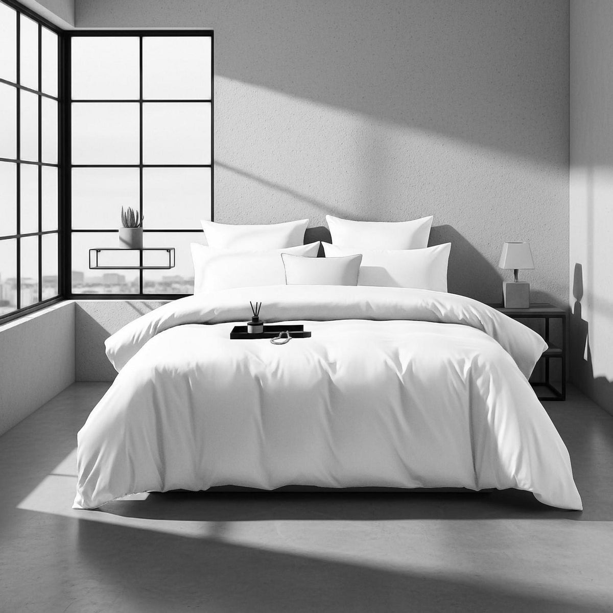 Mako Satin Bettwäsche 135x200 Weiß 4tlg. Baumwolle