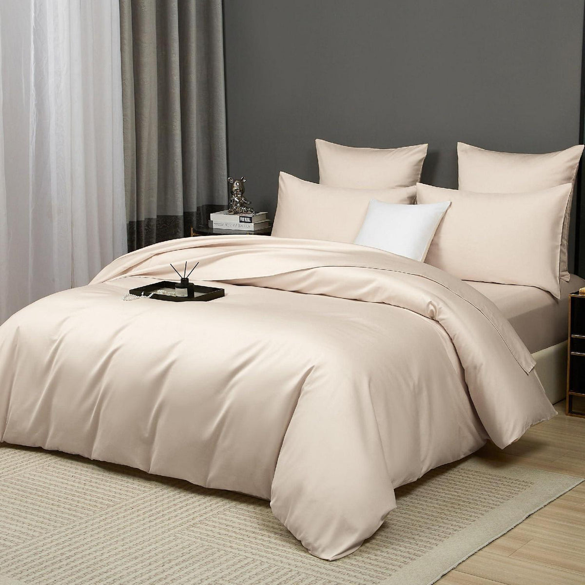 Mako Satin Bettwäsche Set 200x220 Braun – 3-teilig Baumwolle