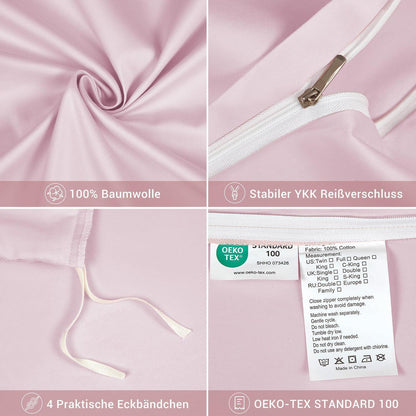 Mako Satin Bettwäsche Set 200x200 Rosa Altrosa Baumwolle