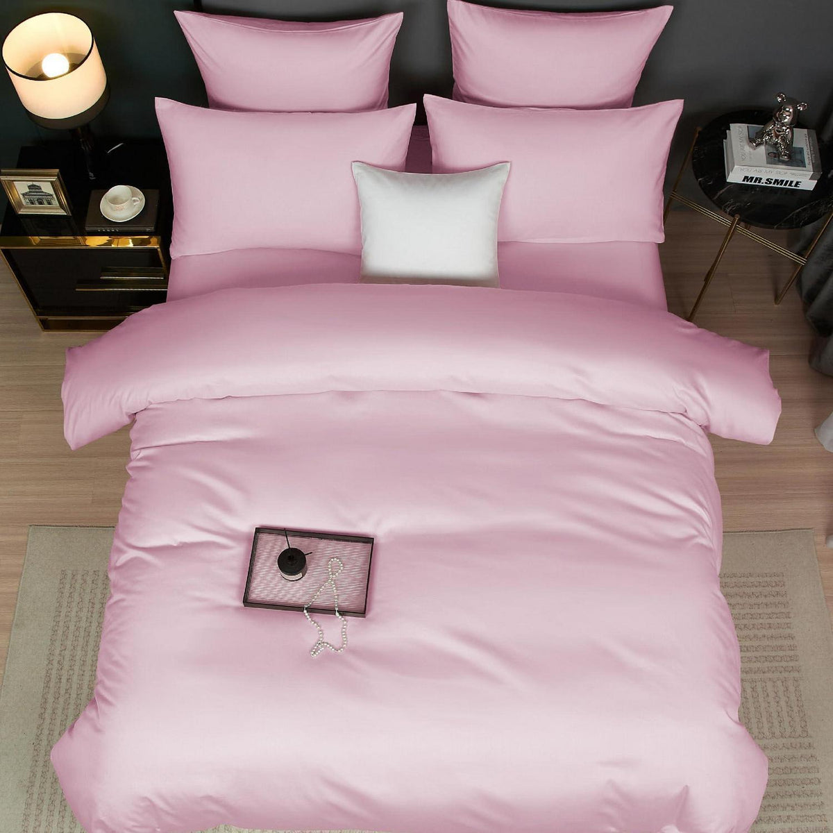 Mako Satin Bettwäsche Set 200x200 Rosa Altrosa Baumwolle