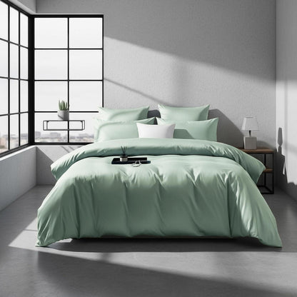 Mako Satin Bettwäsche Set Grün 200x200 cm, 3-teilig