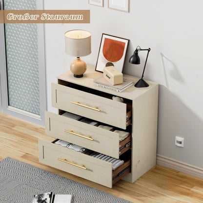3 Schubladen Kommode – Beige Schlafzimmer Schrank mit Stauraum
