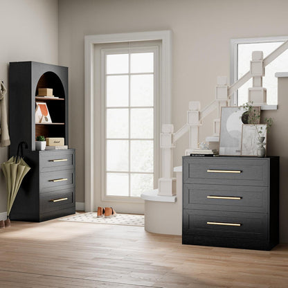 3 Schubladen Kommode Schwarz - Modernes Sideboard für Schlafzimmer
