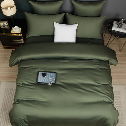 Mako Satin Bettwäsche Set 220x240 Dunkelgrün Baumwolle