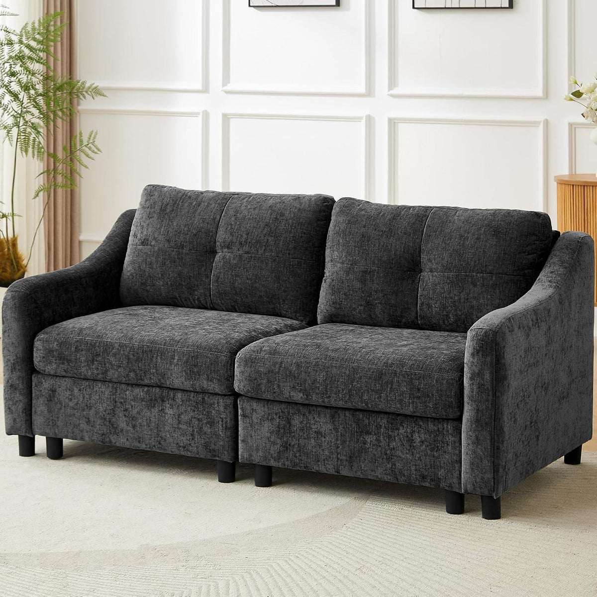 JIEXI Ecksofa mit Schlaffunktion – Grau 2, 251cm