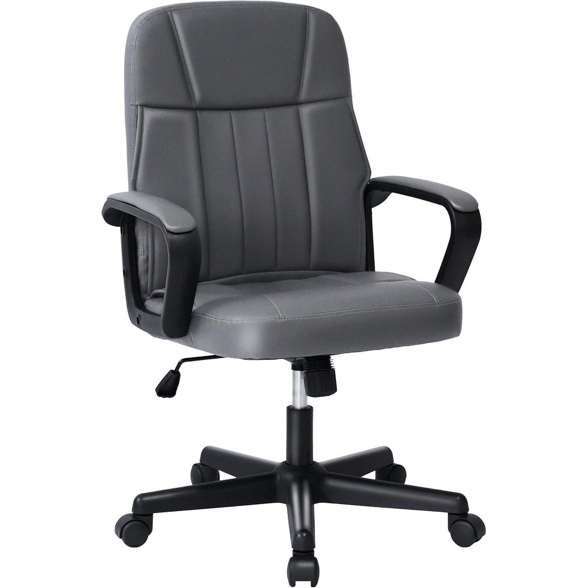 Ergonomischer Bürostuhl in Lederoptik, höhenverstellbar, grau