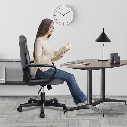 Ergonomischer Bürostuhl in Lederoptik, höhenverstellbar, grau