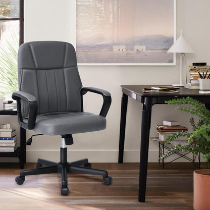 Ergonomischer Bürostuhl in Lederoptik, höhenverstellbar, grau