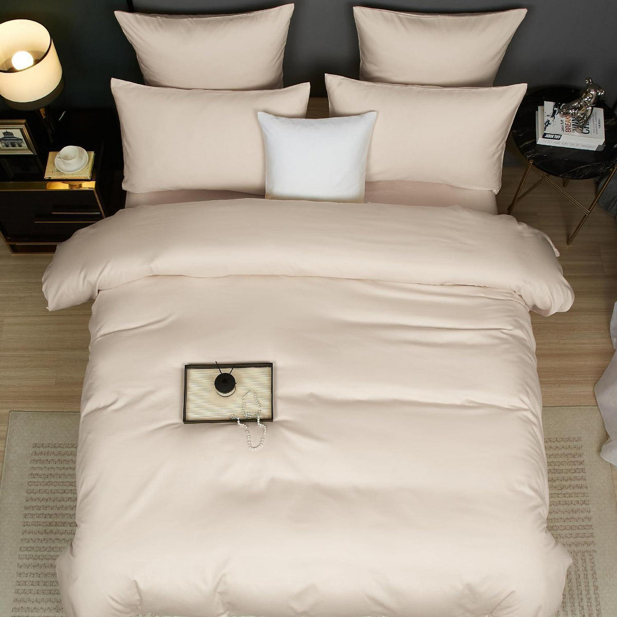 Baumwoll Bettwäsche Set 220x240 Taupe Mako Satin 3-teilig