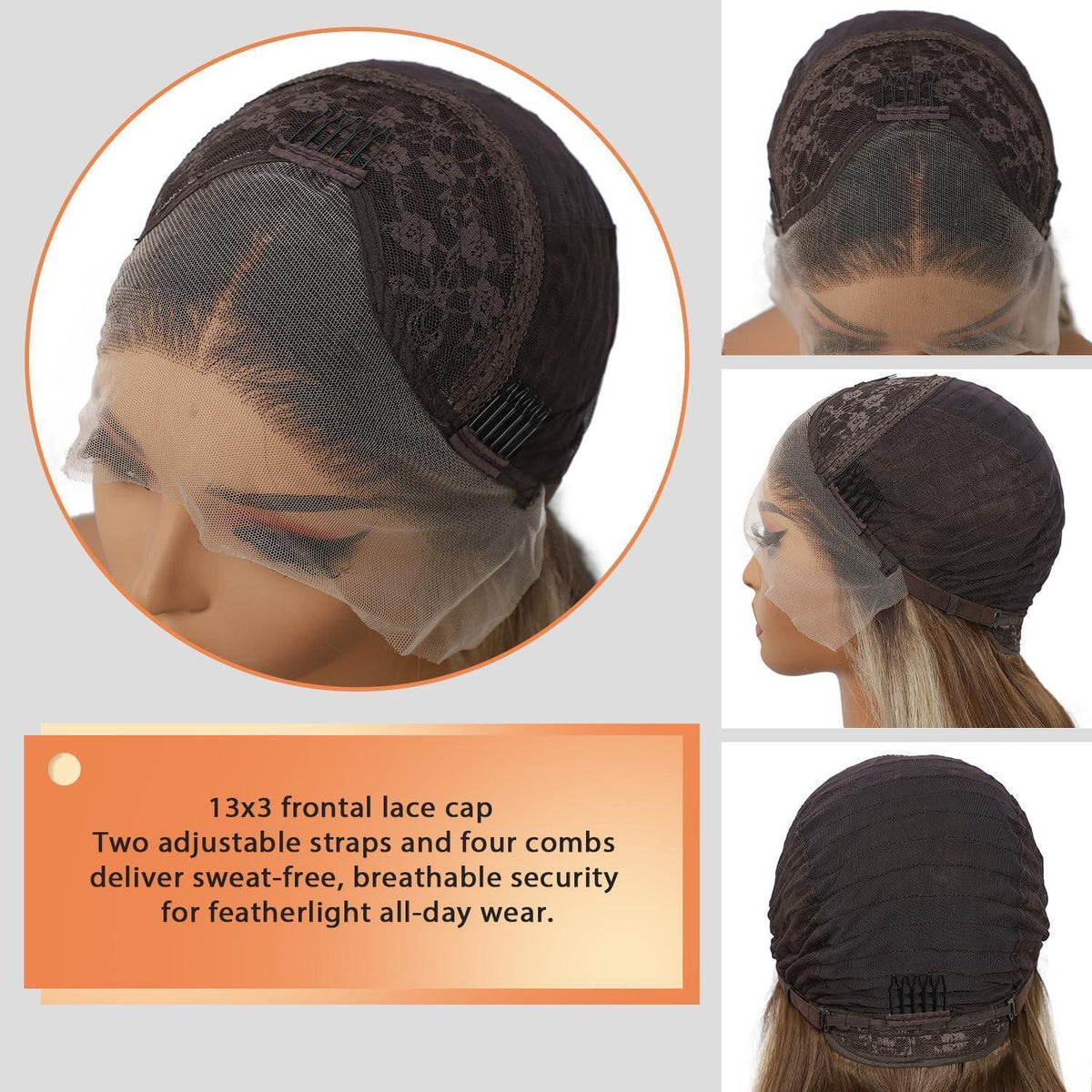 Blonde Braun Ombre Körperwelle Synthetische Lace Front Perücke 24 Zoll