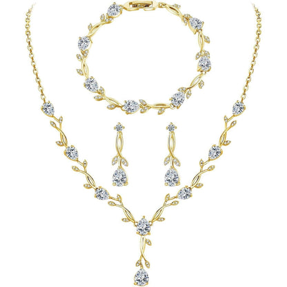 Schmuckset Sterling Silber 925 mit Zirkonia für Damen, Gold