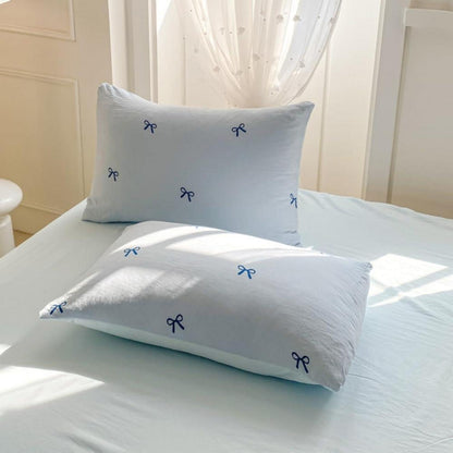 Blaues Mädchen Bettwäsche Set 135x200 mit Schleifenmuster