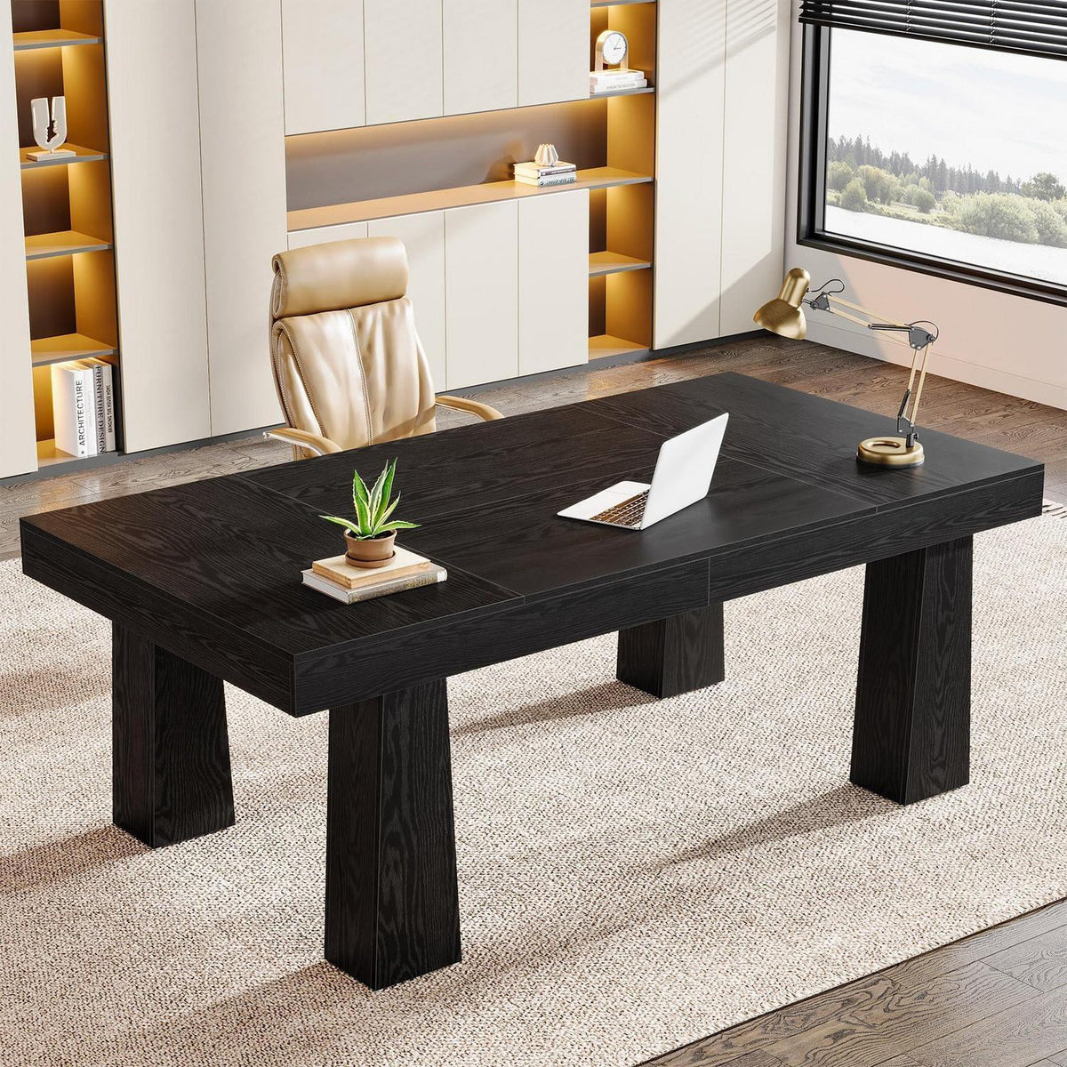 Schreibtisch 160x80 cm – Industrieller Computertisch Schwarz