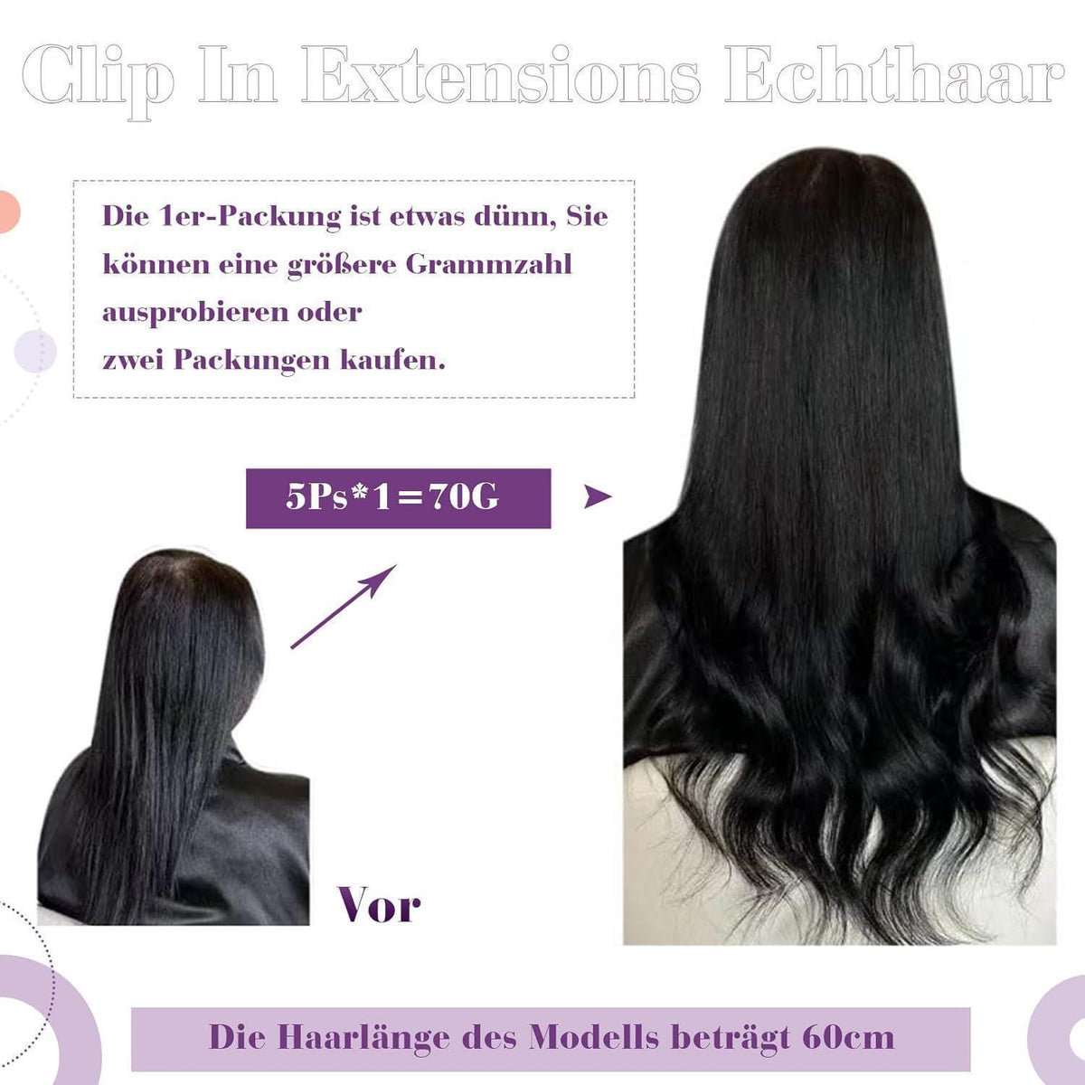 Rote Echthaar Clip-in Extensions – 40cm, 80g