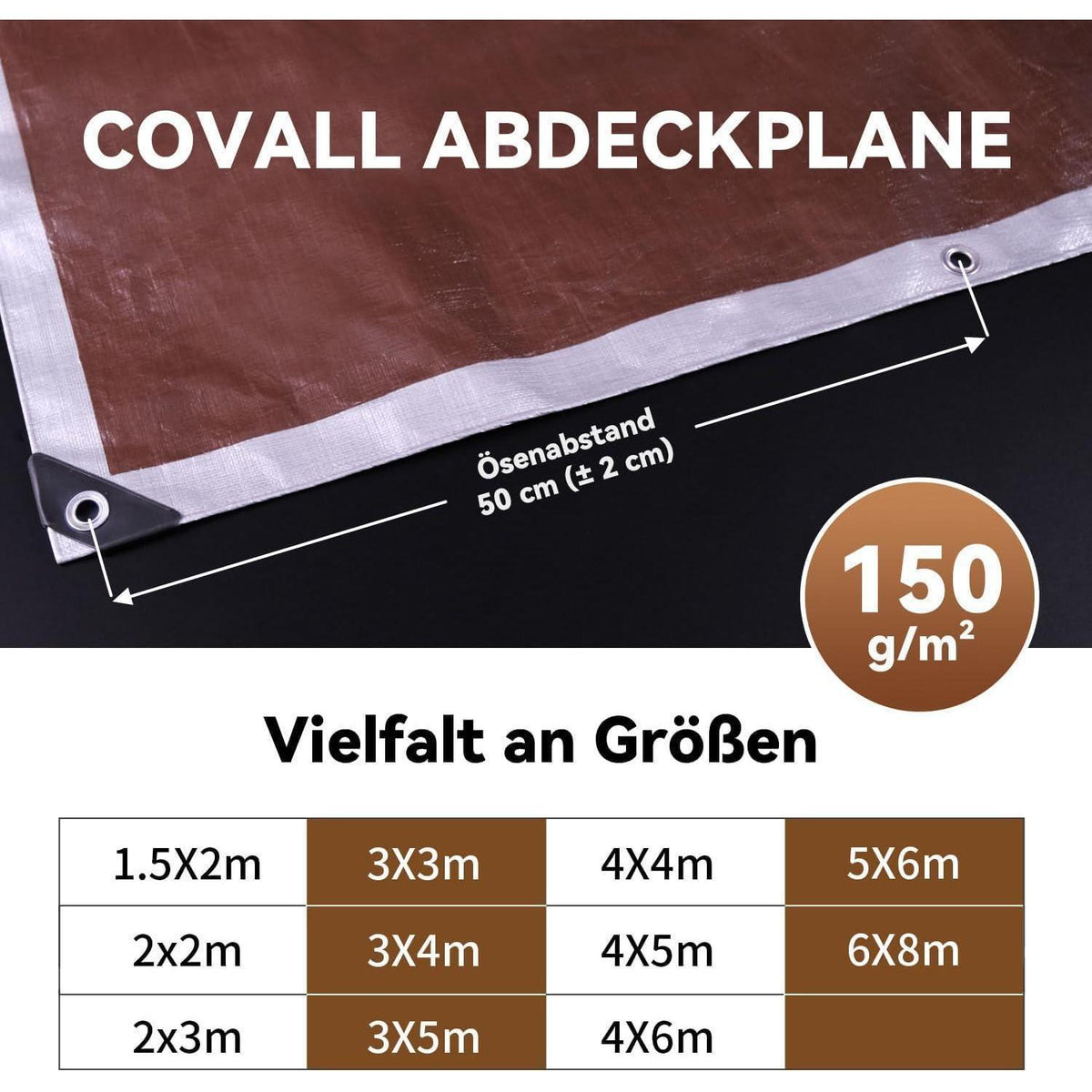 Abdeckplane 5x6m wasserdicht – Schutzplane mit Ösen
