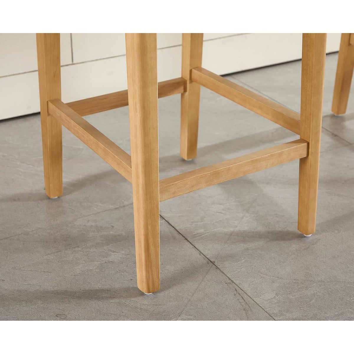 Barhocker 2er Set mit Rattan Rückenlehne, Grau