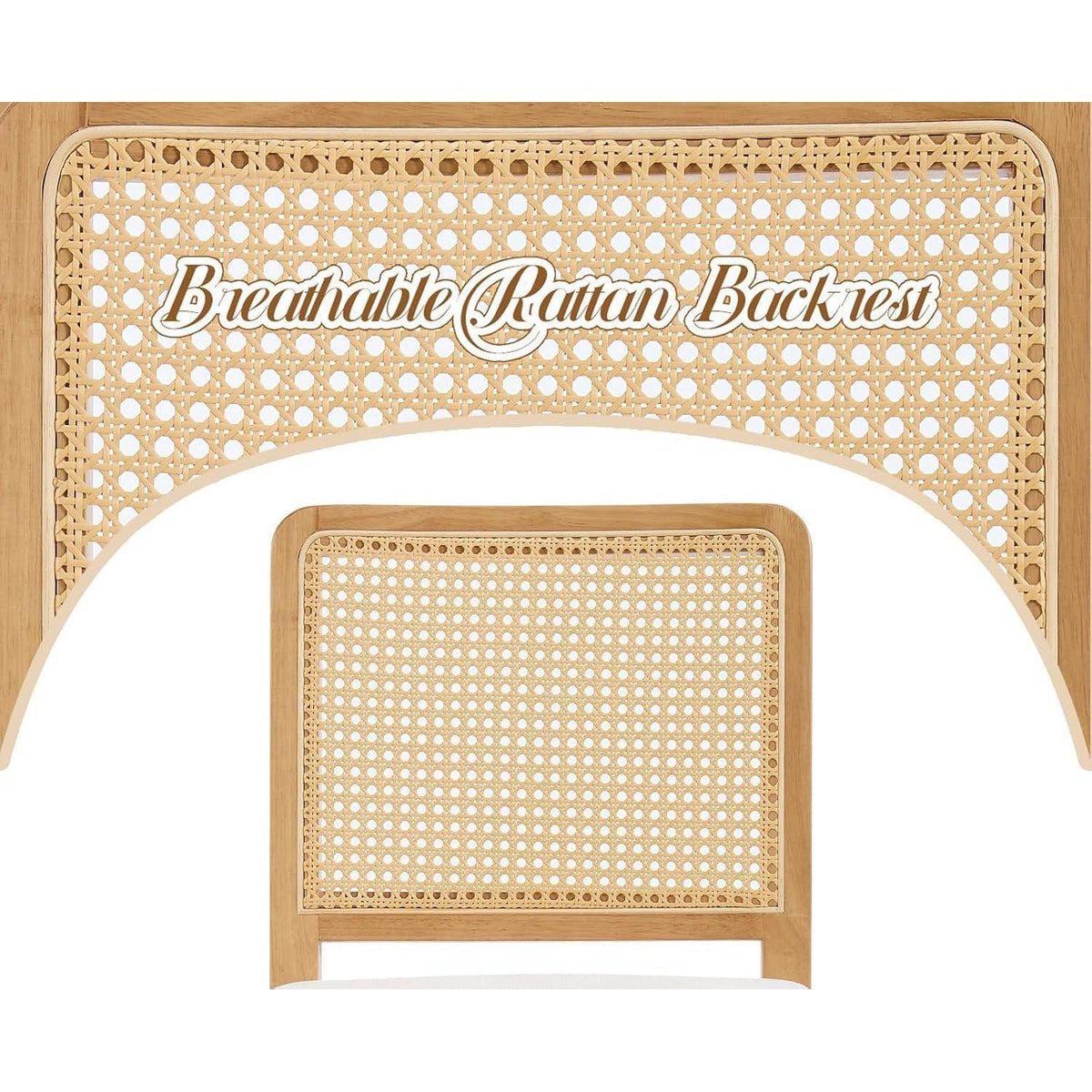 Barhocker Set 4 Grau – Rattan Rückenlehne & Massivholz