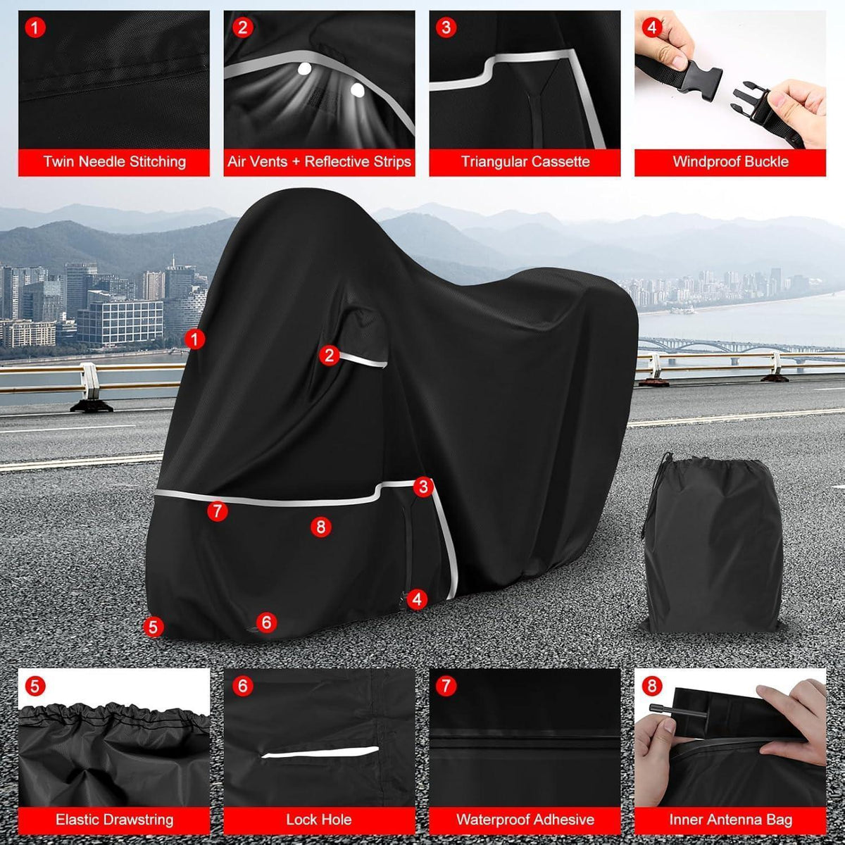 Motorradabdeckung wasserdicht Piaggio MP3 400/500 mit Kofferraum