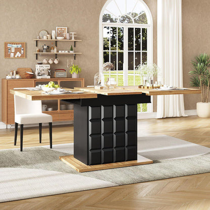 Ausziehbarer Esstisch Holz Schwarz 110-140x80 cm mit Ablage