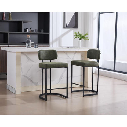 Grüner Barhocker mit Fußstütze – 4er Set, Industriestil
